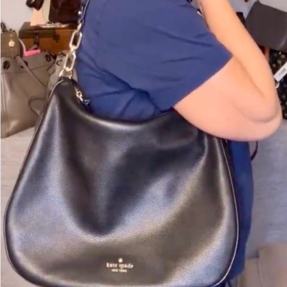 kate spade Black Pebbled Leather Shoulder Hobo